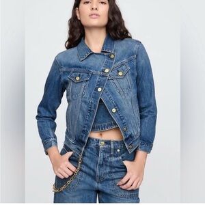 NWT Gap x Cult Gaia Asymmetrical Denim Jacket Women's Size small